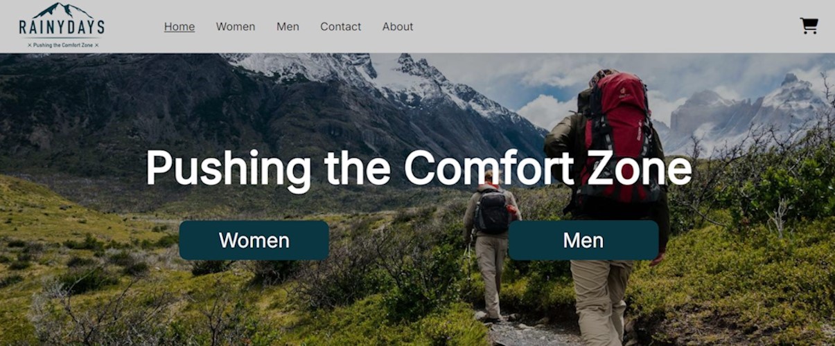 Forsiden til RainyDays nettsiden.